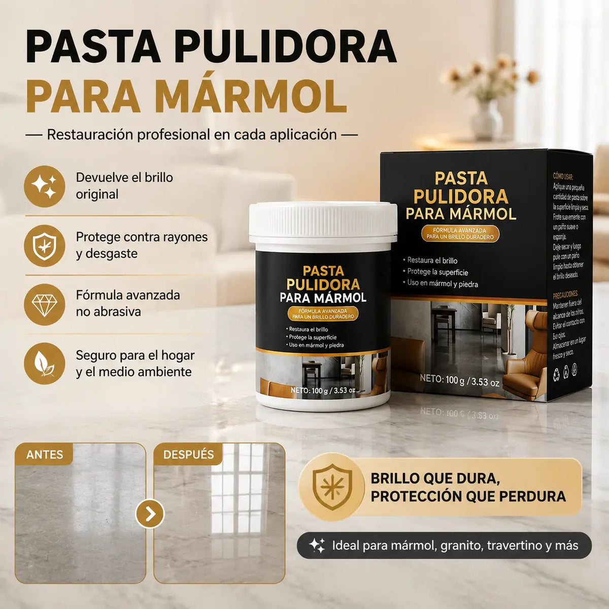 【Paquete de 2 cajas】✨ Pasta para pulir mármol: elimina arañazos sin esfuerzo, restaura el brillo y protege la superficie 🛡️