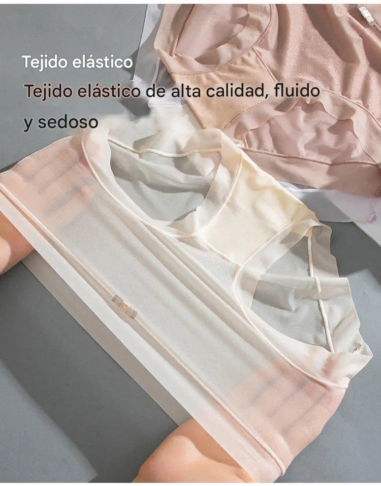 【40-100Kg】【6 unidades】Bragas de mujer de seda helada de cintura alta