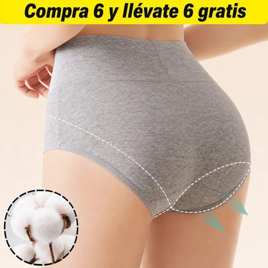 【6 unidades】Bragas de cintura alta con efecto realce de glúteos (45-105 kg)