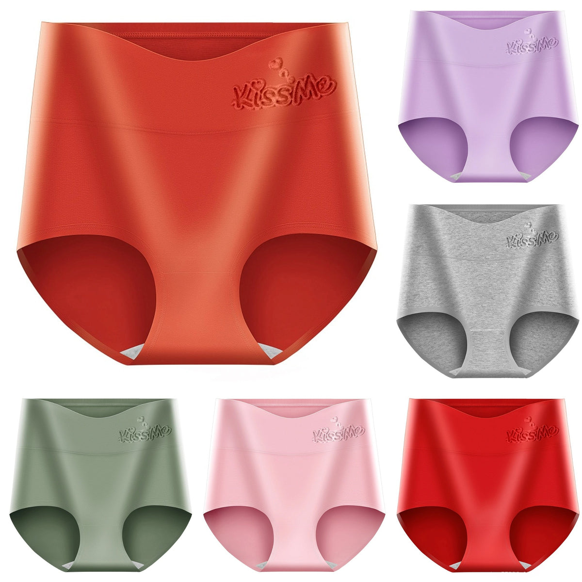 【6 unidades】Bragas de cintura alta con efecto realce de glúteos (45-105 kg)
