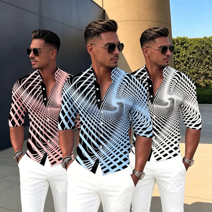 【S-6XL】Camisa estampada de algodón para hombre