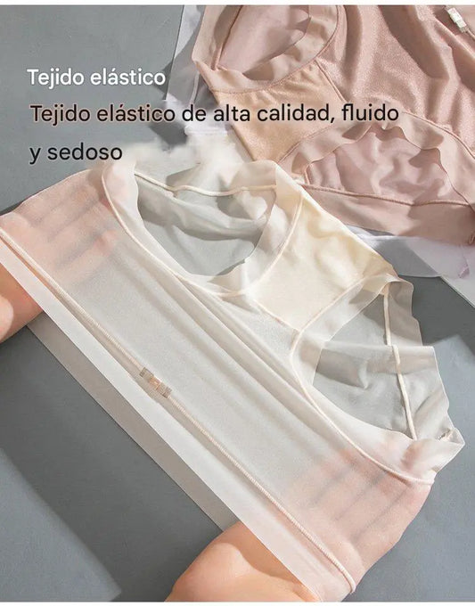 【40-100Kg】【6 unidades】Bragas de mujer de seda helada de cintura alta