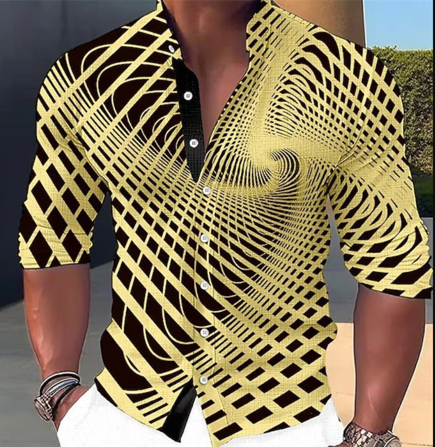 【S-6XL】Camisa estampada de algodón para hombre