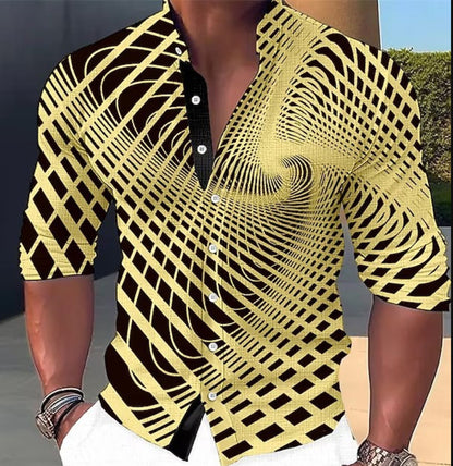 【S-6XL】Camisa estampada de algodón para hombre