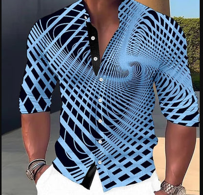 【S-6XL】Camisa estampada de algodón para hombre