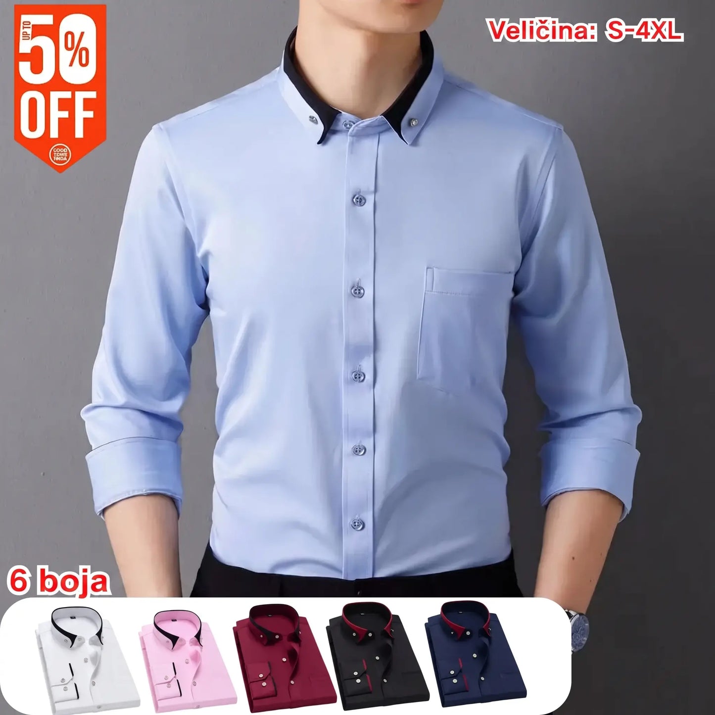 【S-4XL】Camisa informal de manga larga para hombre