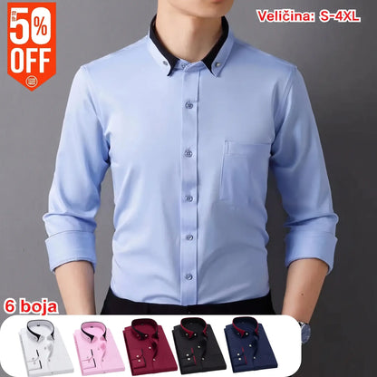 【S-4XL】Camisa informal de manga larga para hombre