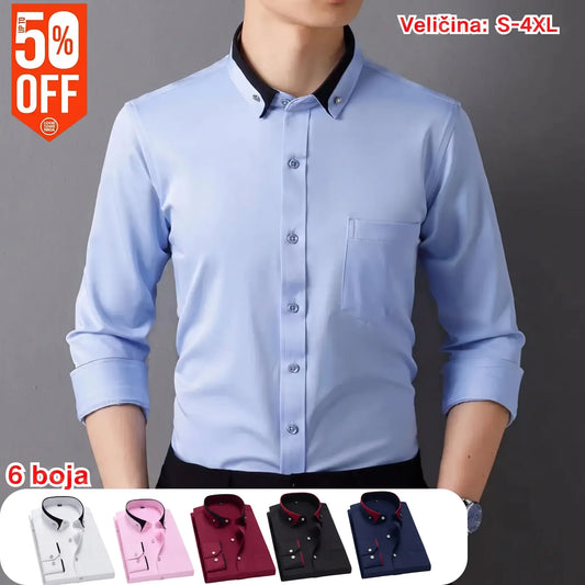 【S-4XL】Camisa informal de manga larga para hombre