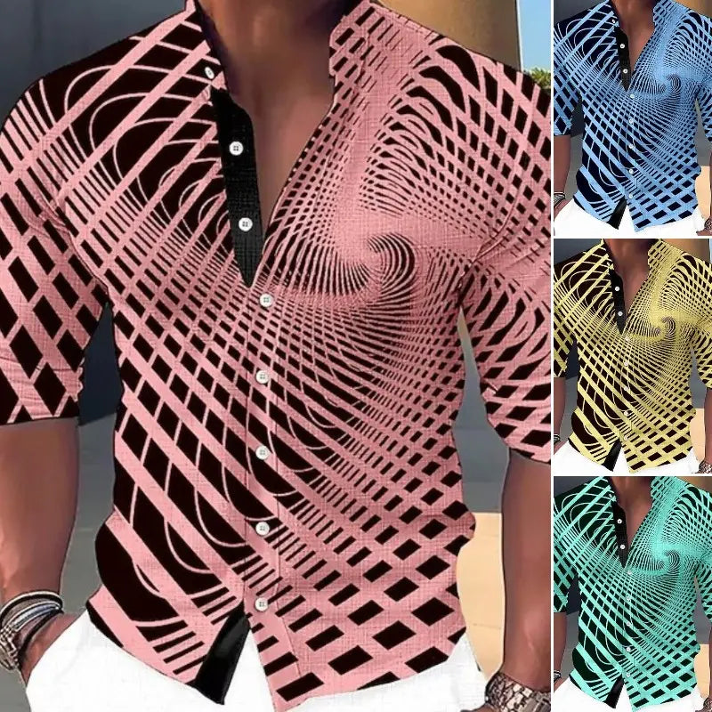 【S-6XL】Camisa estampada de algodón para hombre