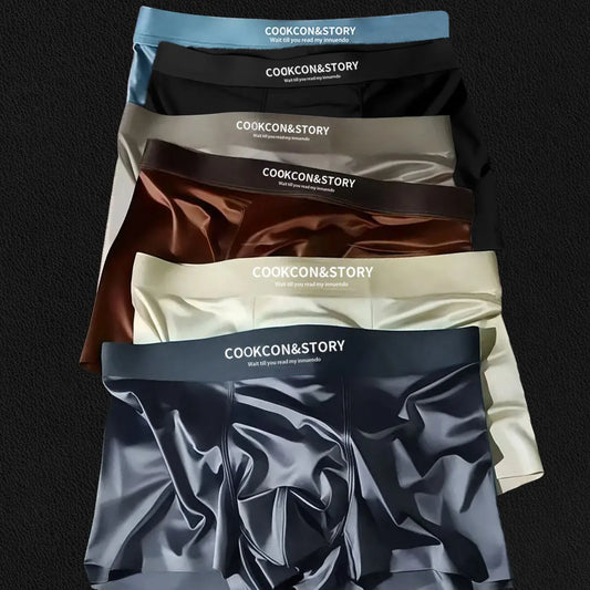【Paquete de 6】 Calzoncillos bóxer para hombre (entrepierna antibacteriana) - Transpirables, suaves, sin costuras, de seda helada y lujoso material satinado.