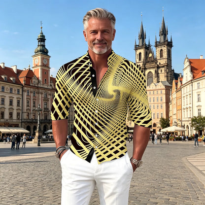 【S-6XL】Camisa estampada de algodón para hombre