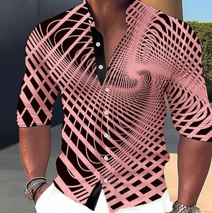 【S-6XL】Camisa estampada de algodón para hombre