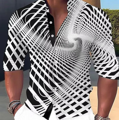 【S-6XL】Camisa estampada de algodón para hombre