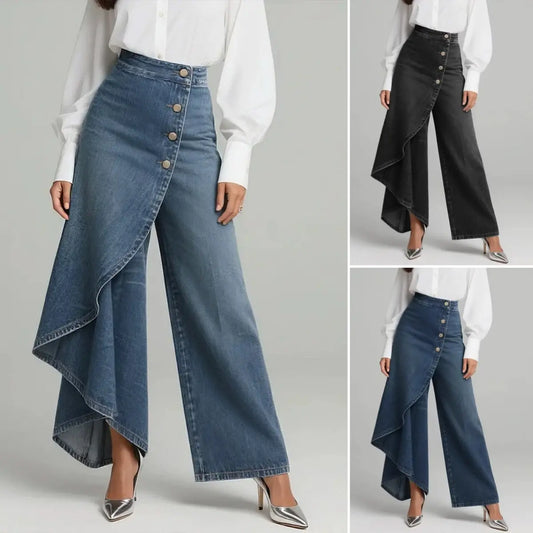 【S-3XL】Pantalones vaqueros de mujer de talle alto y pierna ancha
