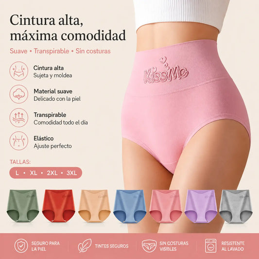 【6 unidades】Bragas de cintura alta con efecto realce de glúteos (45-105 kg)
